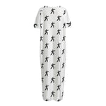 Karate Fighter Pattern Print Short Sleeve Long Nightdress