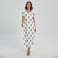 Karate Fighter Pattern Print Short Sleeve Maxi Dress