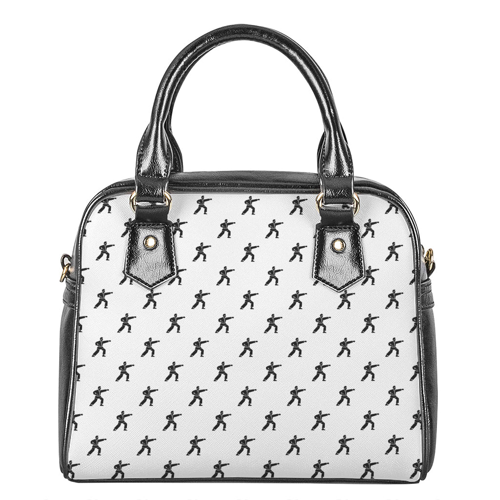 Karate Fighter Pattern Print Shoulder Handbag