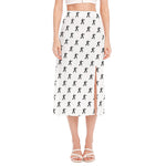 Karate Fighter Pattern Print Side Slit Midi Skirt