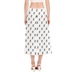 Karate Fighter Pattern Print Side Slit Midi Skirt