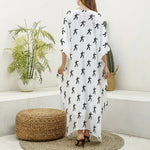 Karate Fighter Pattern Print Silk V-Neck Kaftan Dress