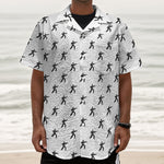 Karate Fighter Pattern Print Textured Short Sleeve Shirt