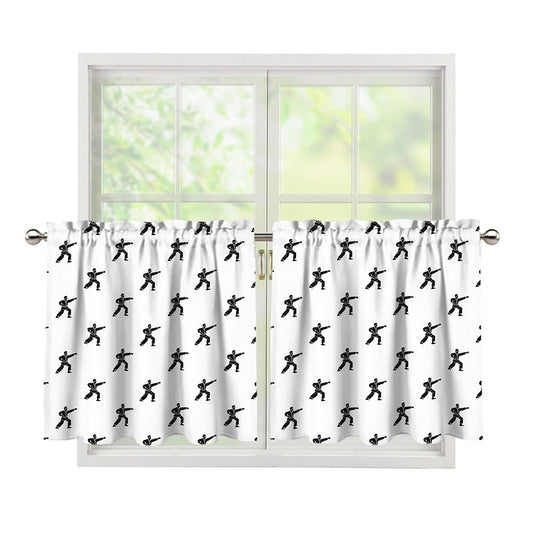 Karate Fighter Pattern Print Tier Curtains