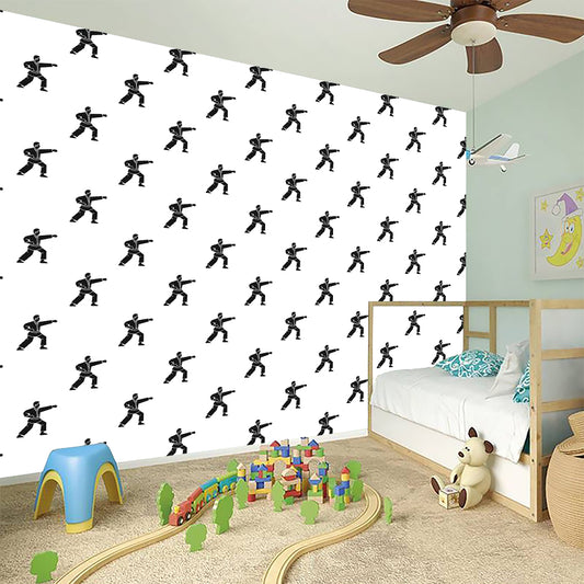 Karate Fighter Pattern Print Wall Sticker