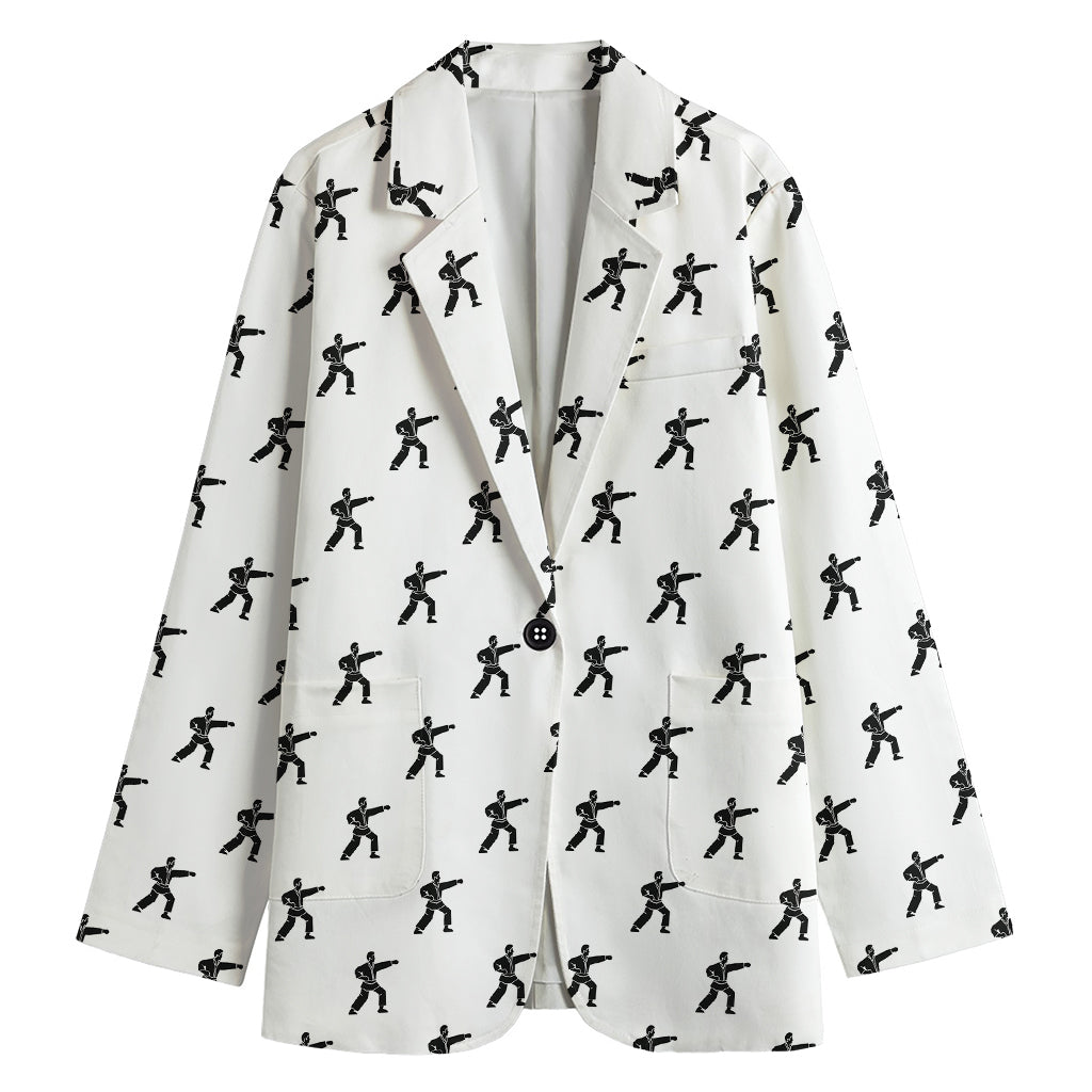 Karate Fighter Pattern Print Women's Blazer