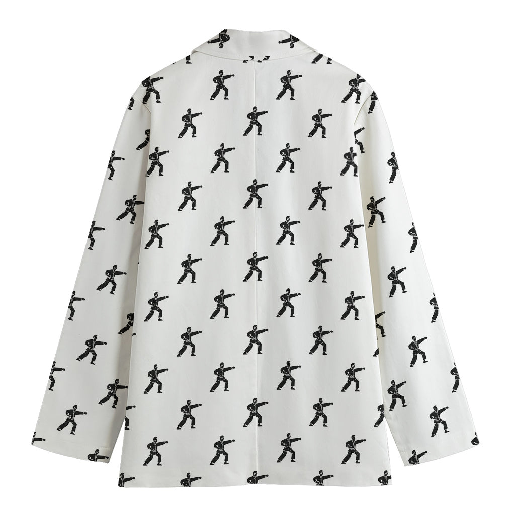 Karate Fighter Pattern Print Women's Blazer