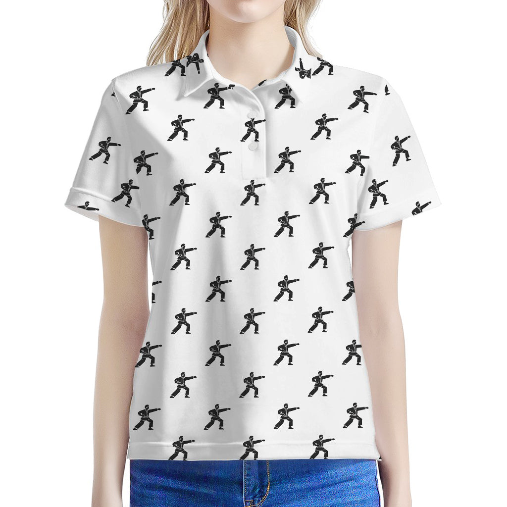 Karate Fighter Pattern Print Women's Polo Shirt