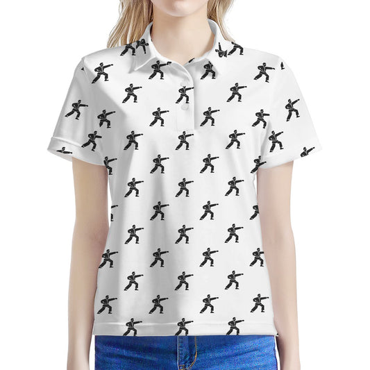 Karate Fighter Pattern Print Women's Polo Shirt