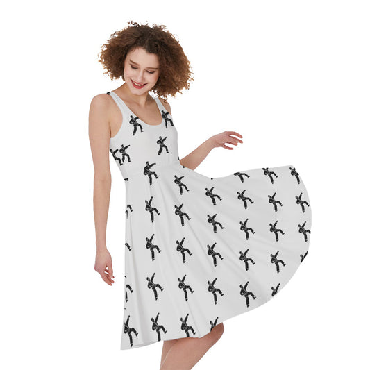 Karate Fighter Pattern Print Women's Sleeveless Dress