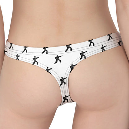 Karate Fighter Pattern Print Women's Thong