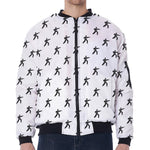 Karate Fighter Pattern Print Zip Sleeve Bomber Jacket
