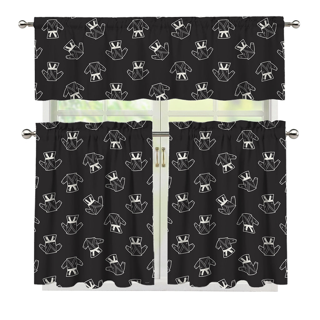 Karate Gi Pattern Print 3 Piece Kitchen Curtains