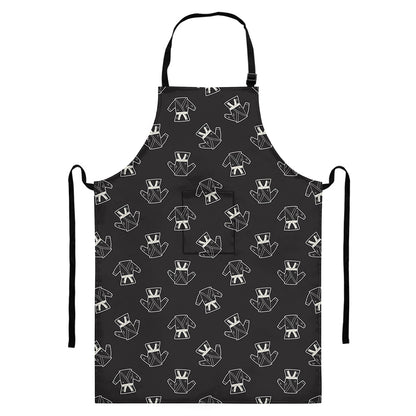 Karate Gi Pattern Print Bib Apron With Pocket