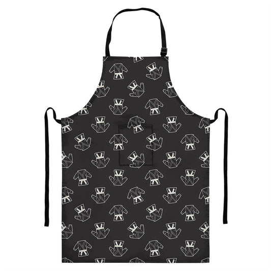 Karate Gi Pattern Print Bib Apron With Pocket