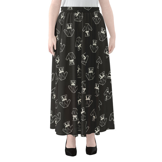 Karate Gi Pattern Print Chiffon Maxi Skirt