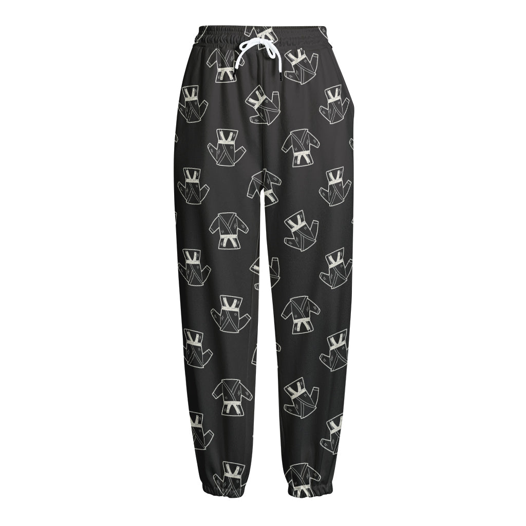 Karate Gi Pattern Print Fleece Lined Knit Pants