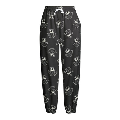 Karate Gi Pattern Print Fleece Lined Knit Pants
