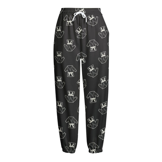Karate Gi Pattern Print Fleece Lined Knit Pants