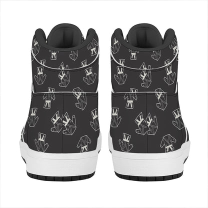 Karate Gi Pattern Print High Top Leather Sneakers