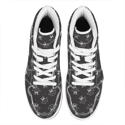 Karate Gi Pattern Print High Top Leather Sneakers