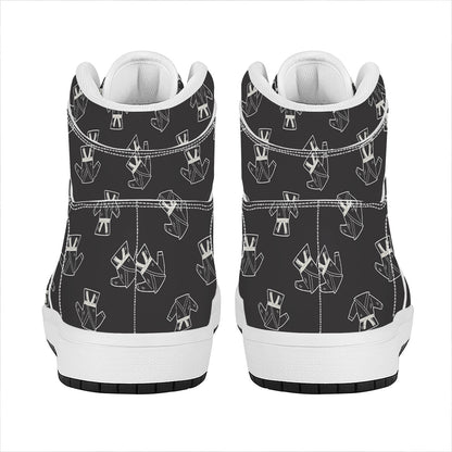 Karate Gi Pattern Print High Top Leather Sneakers