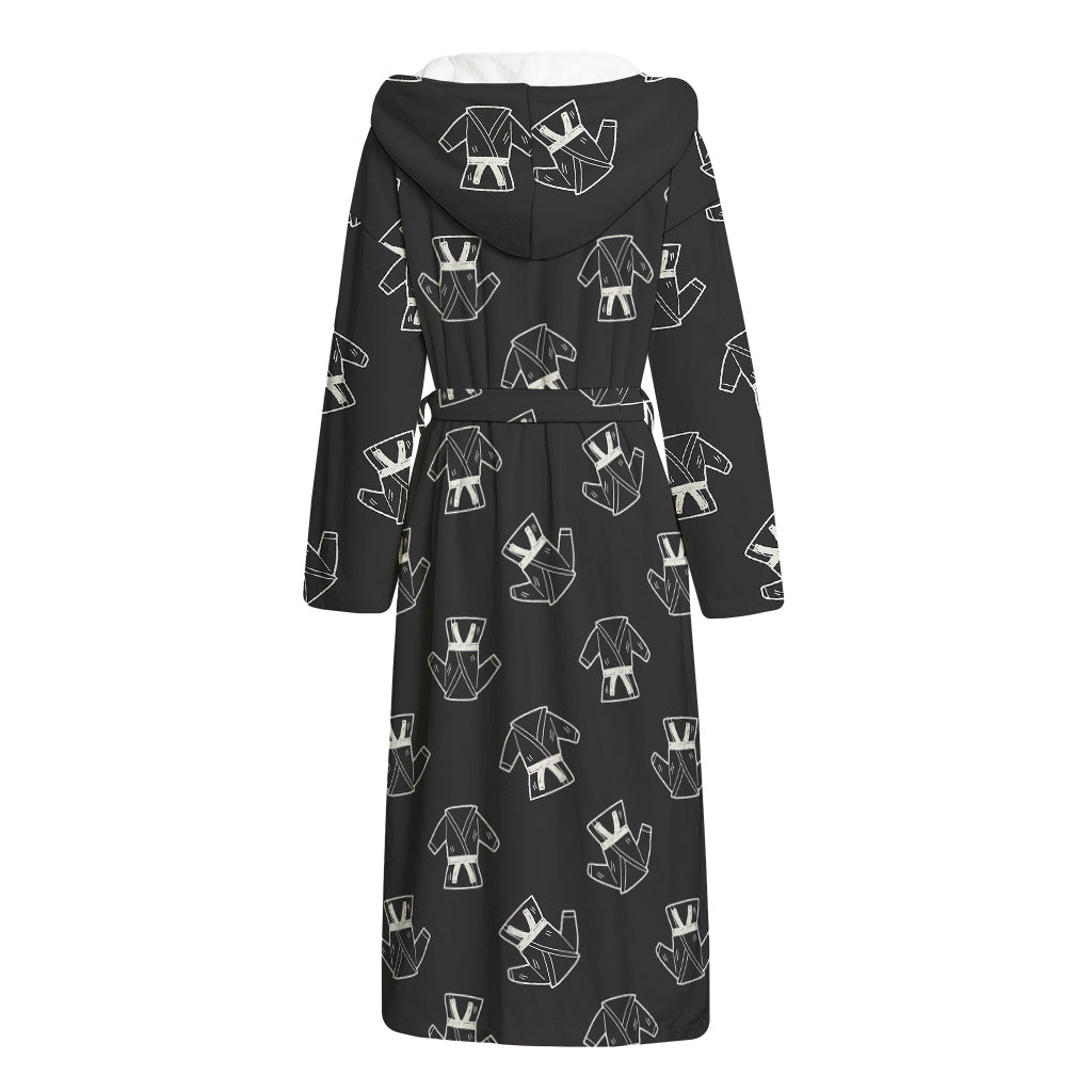 Karate Gi Pattern Print Hooded Bathrobe