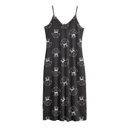 Karate Gi Pattern Print Jersey Midi Cami Dress