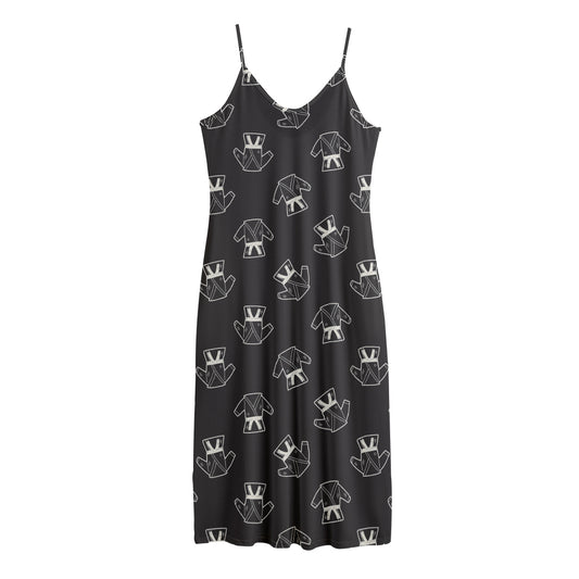 Karate Gi Pattern Print Jersey Midi Cami Dress