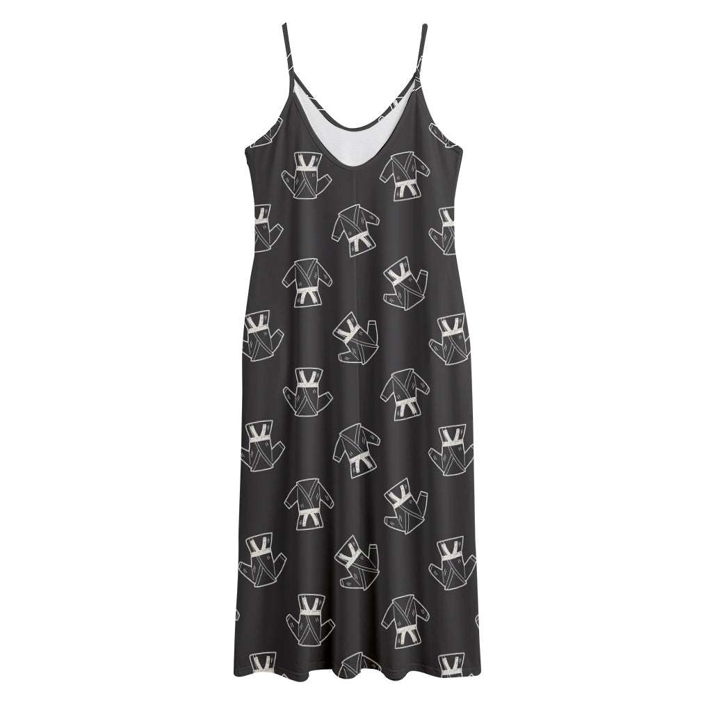 Karate Gi Pattern Print Jersey Midi Cami Dress