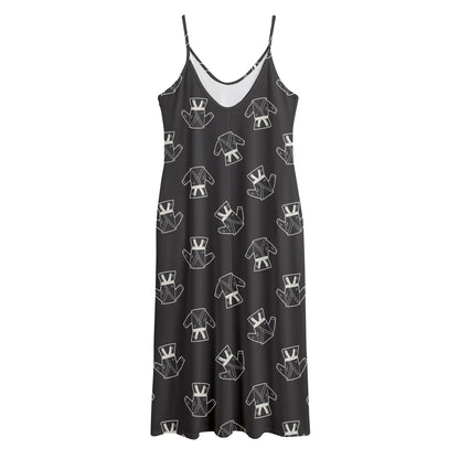 Karate Gi Pattern Print Jersey Midi Cami Dress