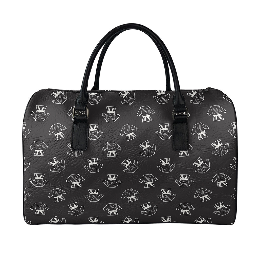 Karate Gi Pattern Print Leather Duffle Bag