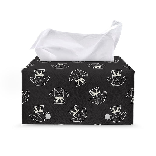 Karate Gi Pattern Print Leather Tissue Box Cover