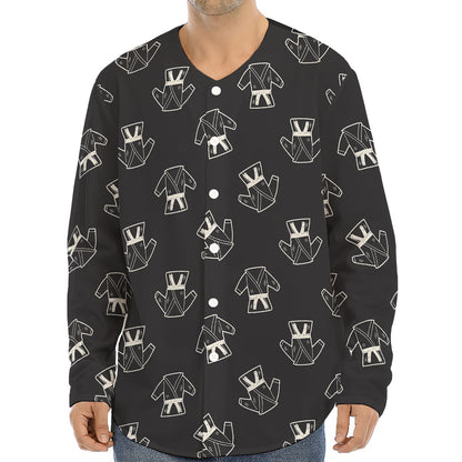 Karate Gi Pattern Print Long Sleeve Baseball Jersey