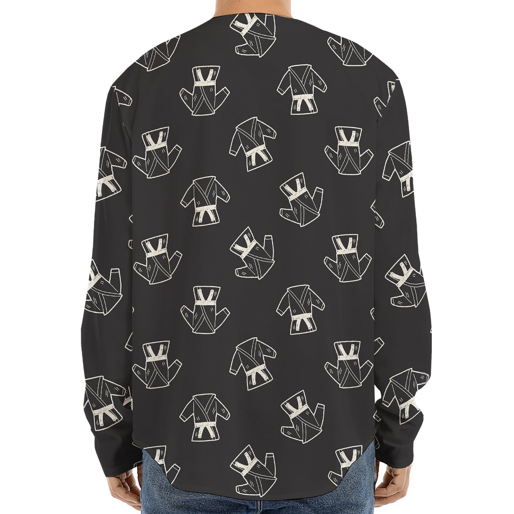 Karate Gi Pattern Print Long Sleeve Baseball Jersey
