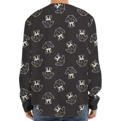 Karate Gi Pattern Print Long Sleeve Baseball Jersey
