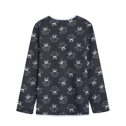 Karate Gi Pattern Print Long Sleeve Short Coat