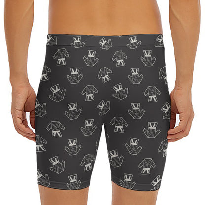 Karate Gi Pattern Print Men's Long Boxer Briefs