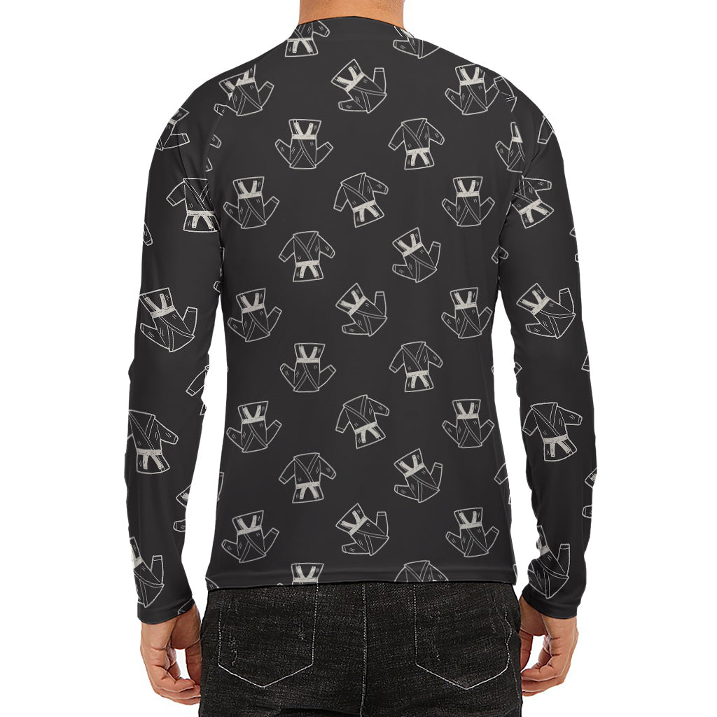 Karate Gi Pattern Print Men's Long Sleeve Rash Guard
