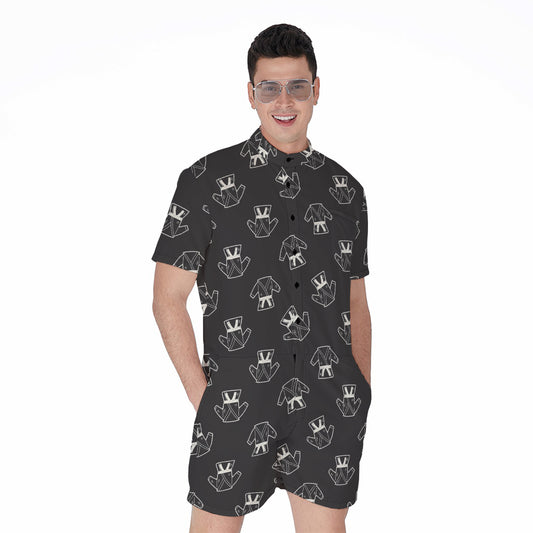 Karate Gi Pattern Print Men's Rompers