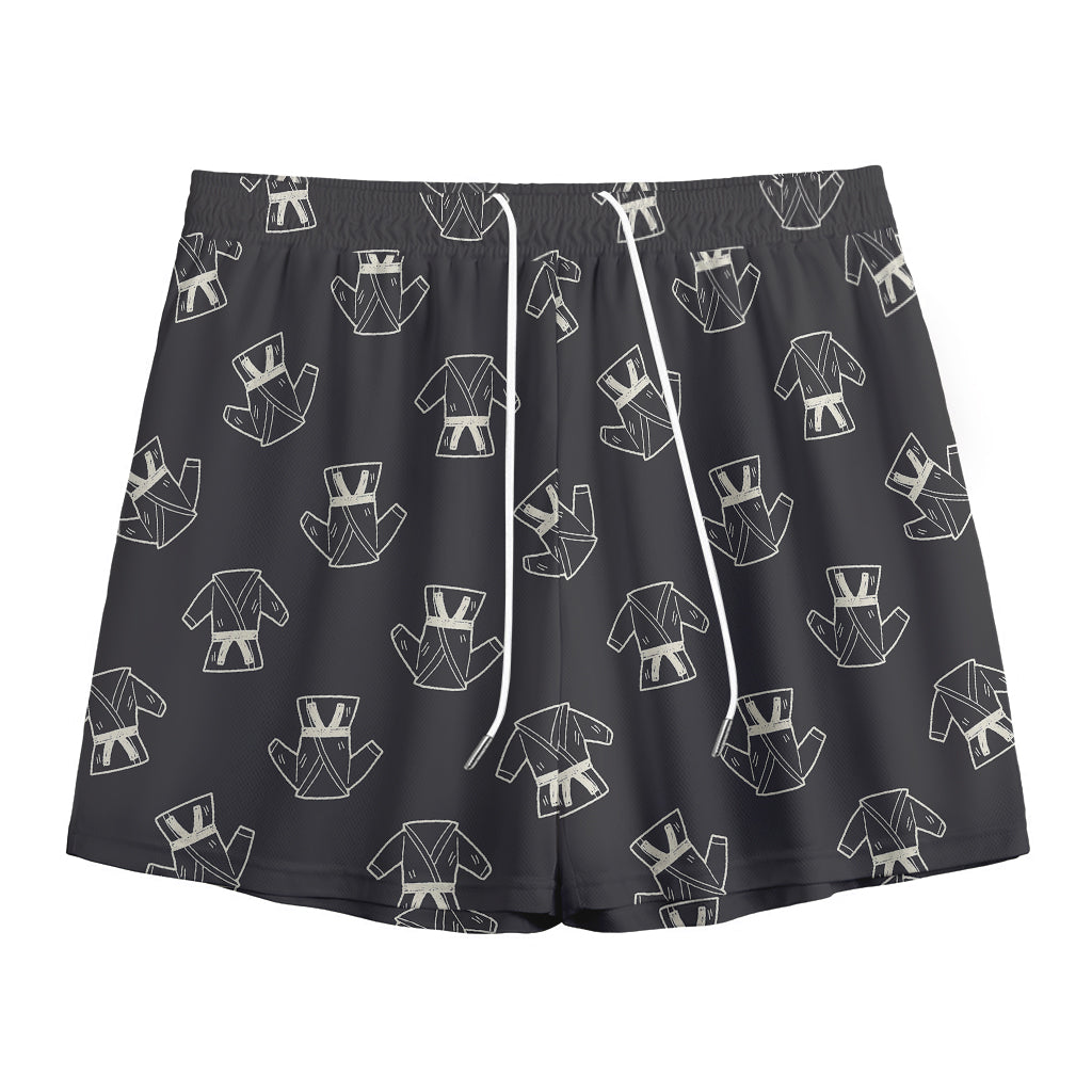 Karate Gi Pattern Print Mesh Shorts