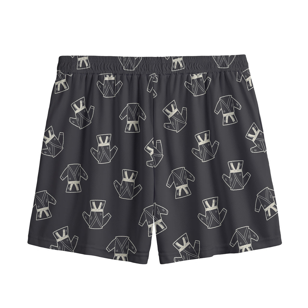Karate Gi Pattern Print Mesh Shorts