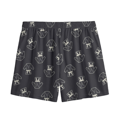 Karate Gi Pattern Print Mesh Shorts