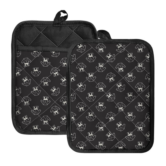 Karate Gi Pattern Print Pot Holders With Pocket