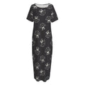 Karate Gi Pattern Print Short Sleeve Long Nightdress