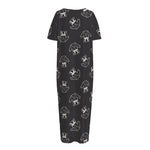 Karate Gi Pattern Print Short Sleeve Long Nightdress