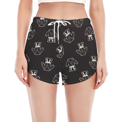 Karate Gi Pattern Print Women's Split Running Shorts