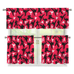 Karate Pattern Print 3 Piece Kitchen Curtains