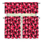 Karate Pattern Print 3 Piece Kitchen Curtains