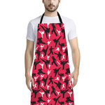 Karate Pattern Print Bib Apron With Pocket